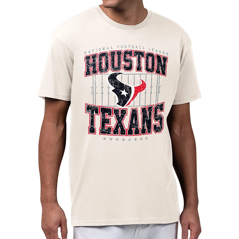 Men's Starter Cream Houston Texans Distressed Field T-Shirt