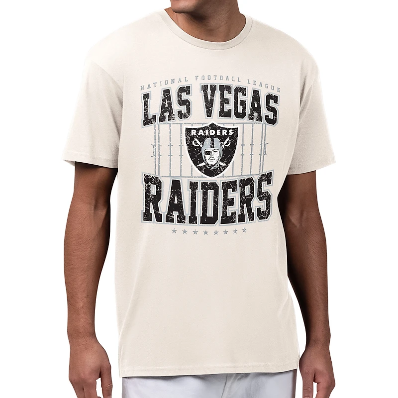 Men's Starter Cream Las Vegas Raiders Distressed Field T-Shirt