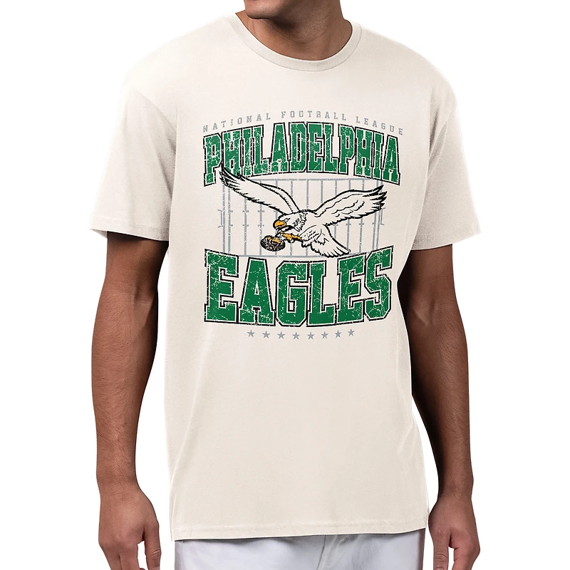 Men's Starter Cream Philadelphia Eagles Distressed Field T-Shirt