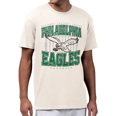 Men's Starter Cream Philadelphia Eagles Distressed Field T-Shirt