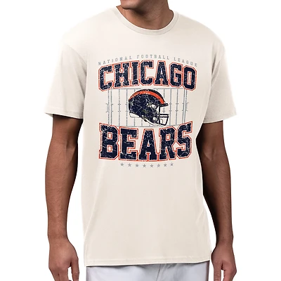 Men's Starter Cream Chicago Bears Distressed Field T-Shirt