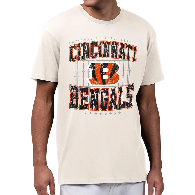 Men's Starter Cream Cincinnati Bengals Distressed Field T-Shirt