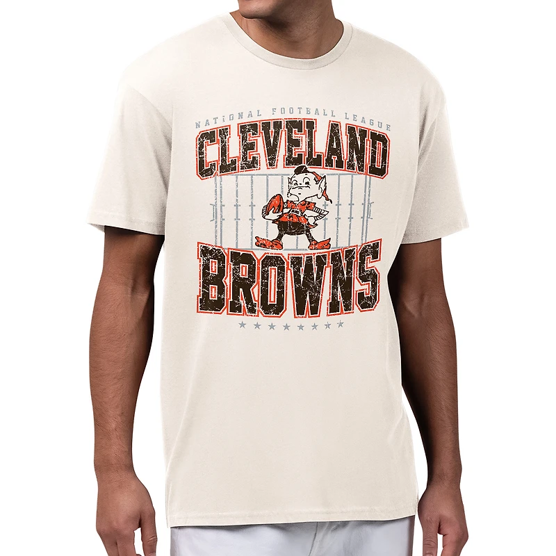 Men's Starter Cream Cleveland Browns Distressed Field T-Shirt