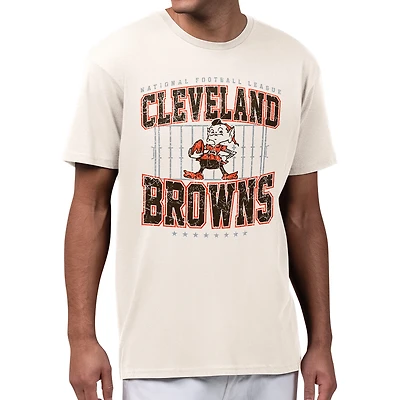 Men's Starter Cream Cleveland Browns Distressed Field T-Shirt