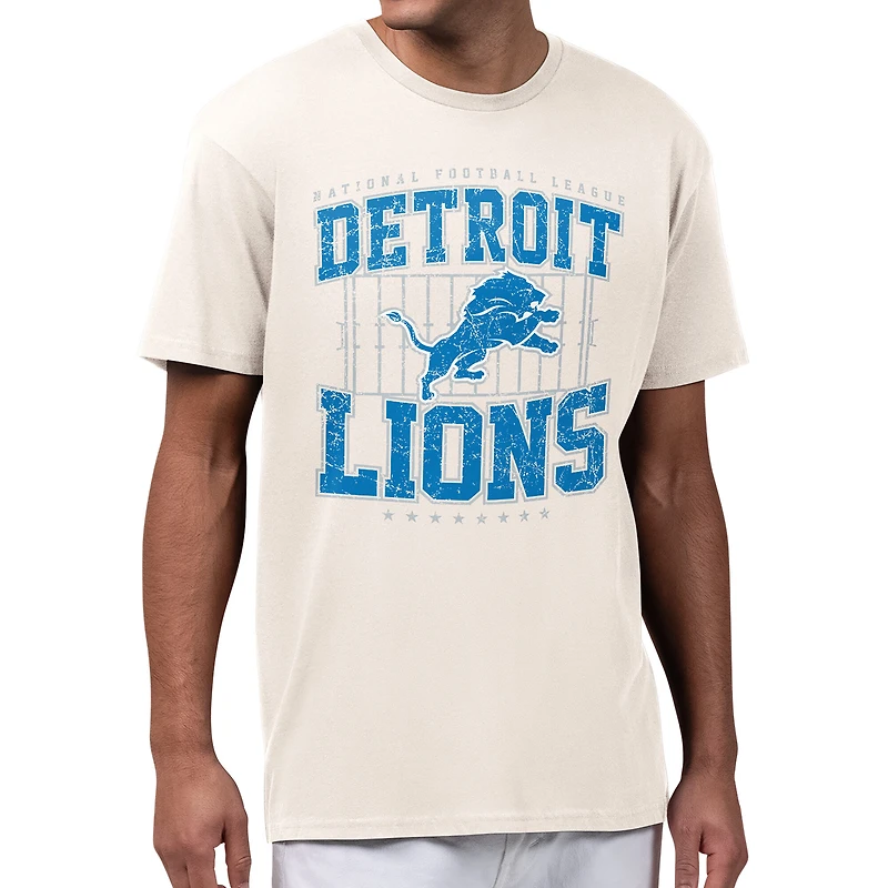 Men's Starter Cream Detroit Lions Distressed Field T-Shirt
