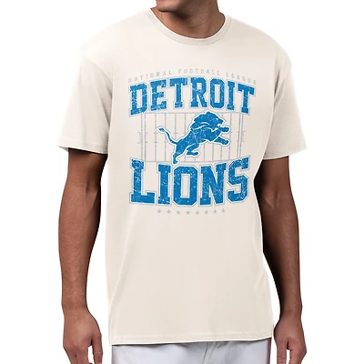 Men's Starter Cream Detroit Lions Distressed Field T-Shirt