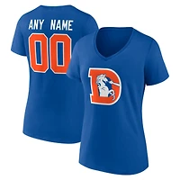Women's Royal Denver Broncos Team Authentic Classic Personalized Name & Number V-Neck T-Shirt