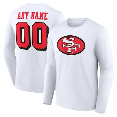 Men's White San Francisco 49ers  Team Authentic Classic Personalized Name & Number Long Sleeve T-Shirt