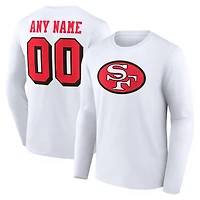 Men's White San Francisco 49ers  Team Authentic Classic Personalized Name & Number Long Sleeve T-Shirt