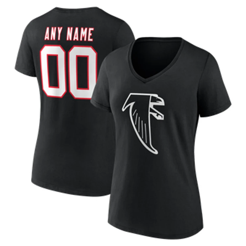 Women's Atlanta Falcons Team Authentic Classic Personalized Name & Number V-Neck T-Shirt