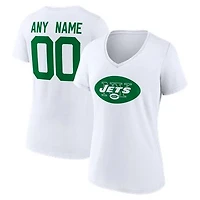 Women's White New York Jets Team Authentic Classic Personalized Name & Number V-Neck T-Shirt