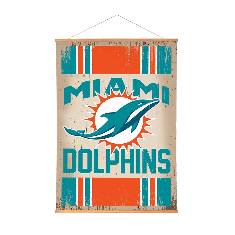 Miami Dolphins 36" x 54" Large Canvas Wall Art Tapestry with Wood Frame