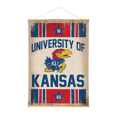 Kansas Jayhawks 36" x 54" Large Canvas Wall Art Tapestry with Wood Frame