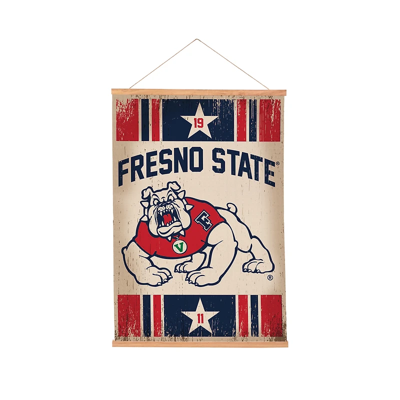 Fresno State Bulldogs 24" x 36" Antique Style Canvas Wall Art Tapestry with Wood Frame