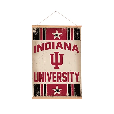 Indiana Hoosiers 24" x 36" Antique Style Canvas Wall Art Tapestry with Wood Frame