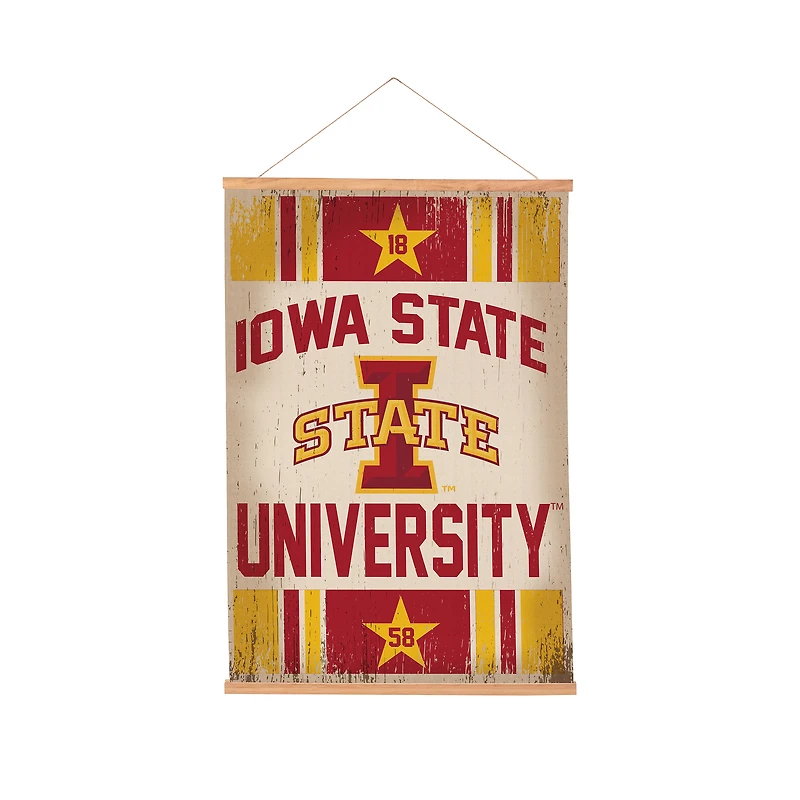 Iowa State Cyclones 24" x 36" Antique Style Canvas Wall Art Tapestry with Wood Frame