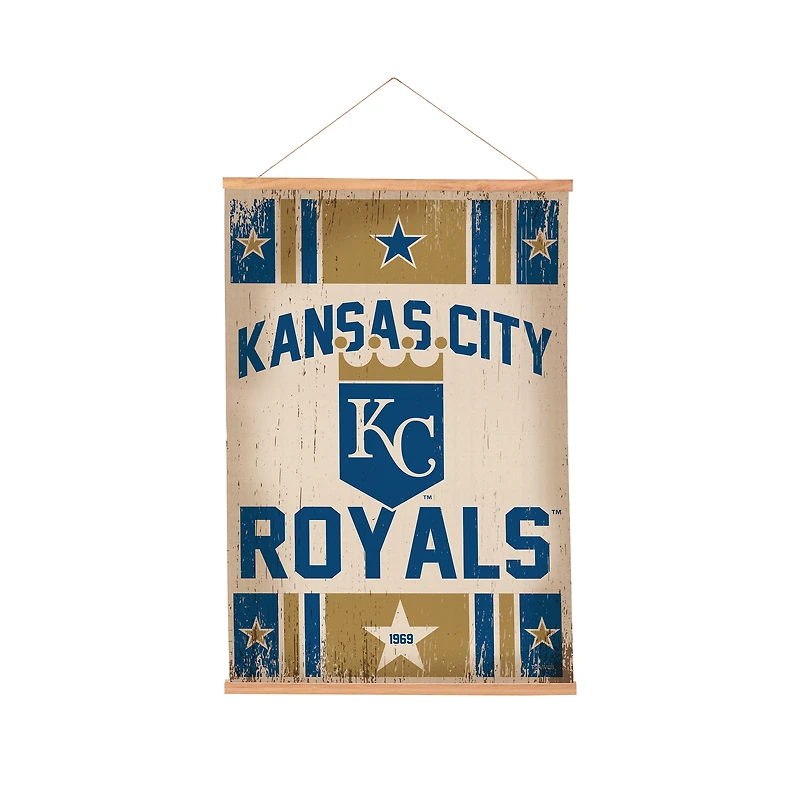 Kansas City Royals 24" x 36" Antique Style Canvas Wall Art Tapestry with Wood Frame