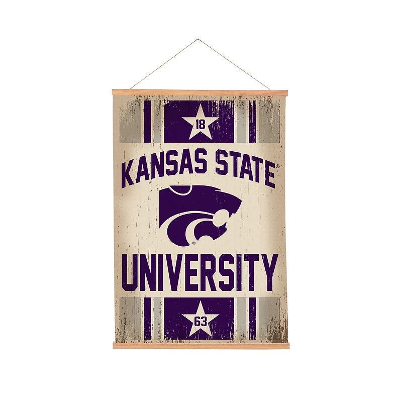 Kansas State Wildcats 24" x 36" Antique Style Canvas Wall Art Tapestry with Wood Frame