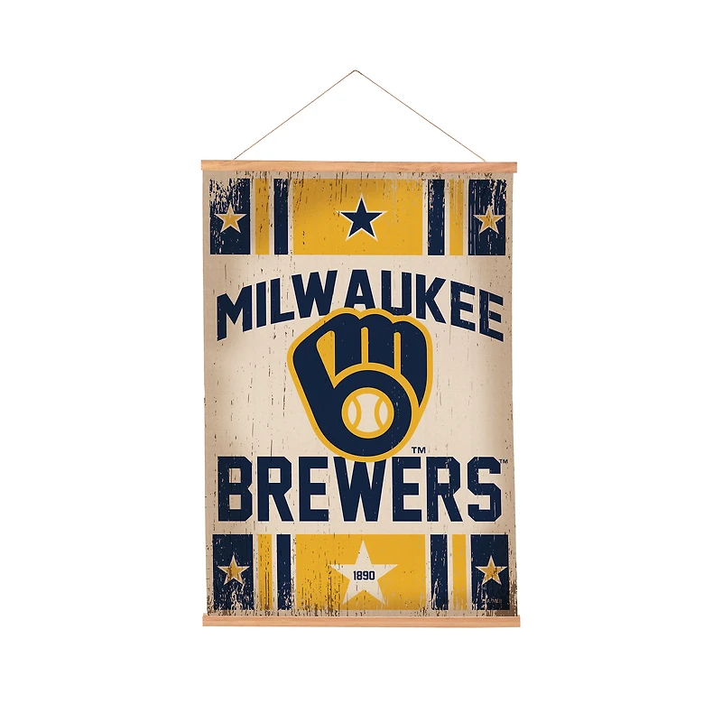 Milwaukee Brewers 24" x 36" Antique Style Canvas Wall Art Tapestry with Wood Frame