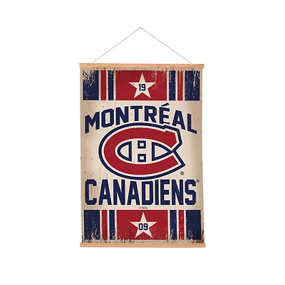 Montreal Canadiens 24" x 36" Antique Style Canvas Wall Art Tapestry with Wood Frame