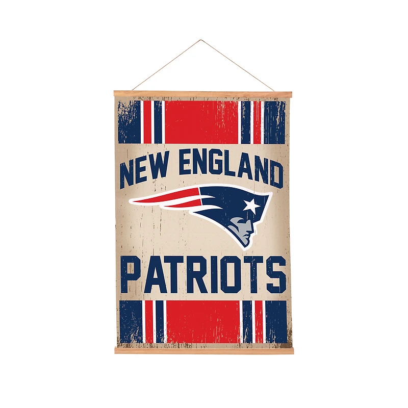 New England Patriots 24" x 36" Antique Style Canvas Wall Art Tapestry with Wood Frame