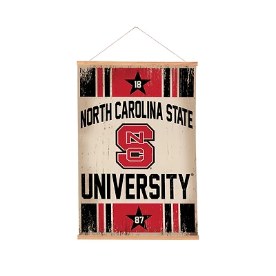 NC State Wolfpack 24" x 36" Antique Style Canvas Wall Art Tapestry with Wood Frame
