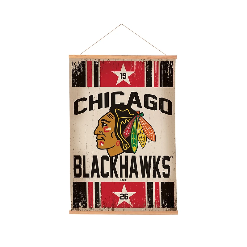 Chicago Blackhawks 24" x 36" Antique Style Canvas Wall Art Tapestry with Wood Frame