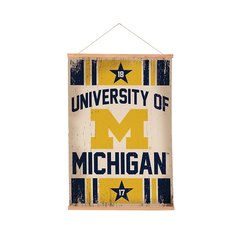Michigan Wolverines 24" x 36" Antique Style Canvas Wall Art Tapestry with Wood Frame