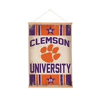 Clemson Tigers 24" x 36" Antique Style Canvas Wall Art Tapestry with Wood Frame
