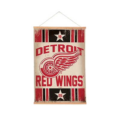Detroit Red Wings 24" x 36" Antique Style Canvas Wall Art Tapestry with Wood Frame
