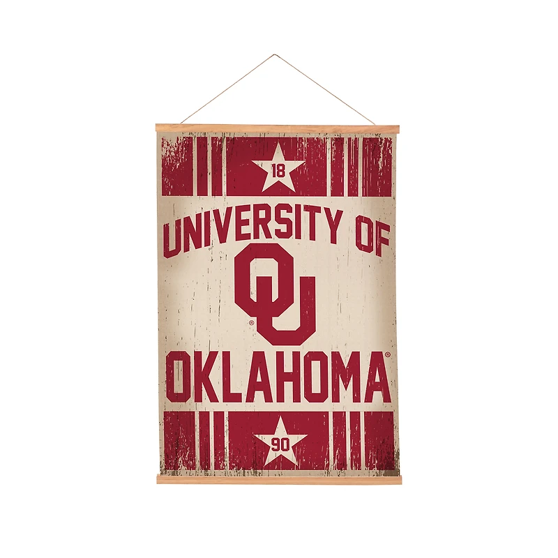 Oklahoma Sooners 24" x 36" Antique Style Canvas Wall Art Tapestry with Wood Frame