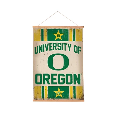 Oregon Ducks 24" x 36" Antique Style Canvas Wall Art Tapestry with Wood Frame