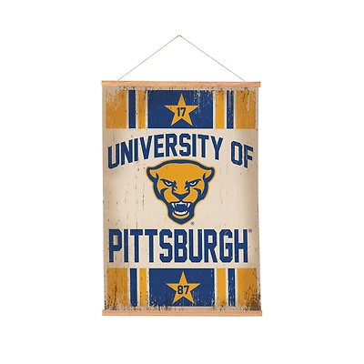 Pitt Panthers 24" x 36" Antique Style Canvas Wall Art Tapestry with Wood Frame