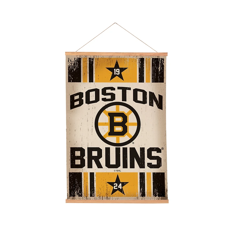 Boston Bruins 24" x 36" Antique Style Canvas Wall Art Tapestry with Wood Frame