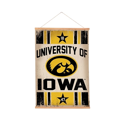 Iowa Hawkeyes 24" x 36" Antique Style Canvas Wall Art Tapestry with Wood Frame