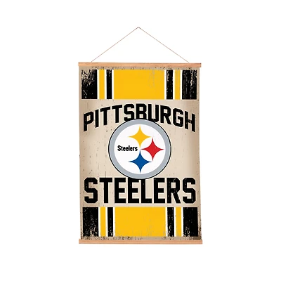 Pittsburgh Steelers 24" x 36" Antique Style Canvas Wall Art Tapestry with Wood Frame