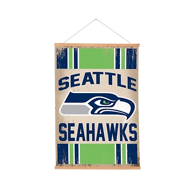 Seattle Seahawks 24" x 36" Antique Style Canvas Wall Art Tapestry with Wood Frame