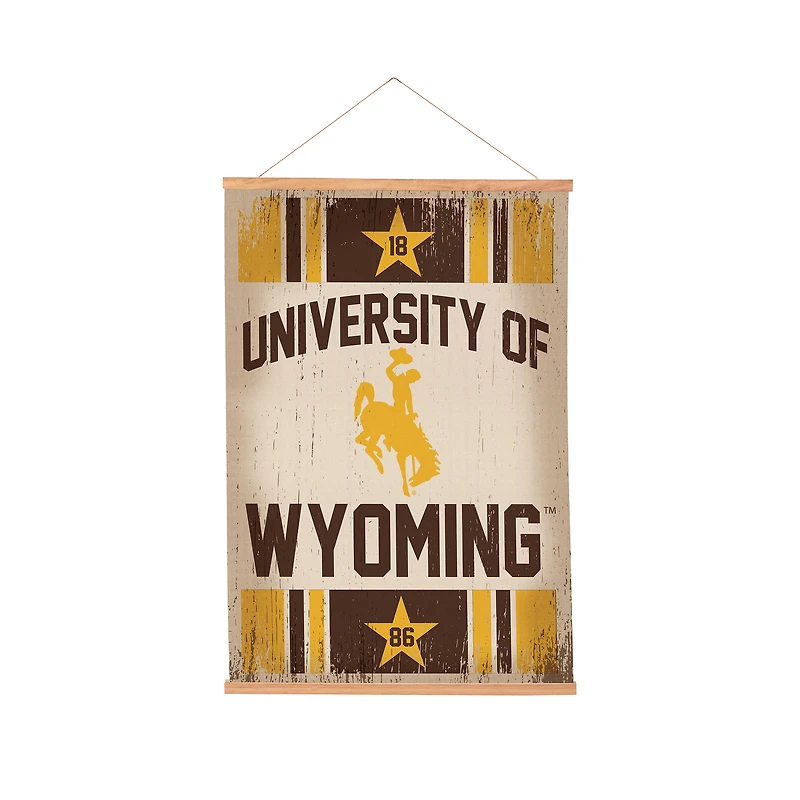 Wyoming Cowboys 24" x 36" Antique Style Canvas Wall Art Tapestry with Wood Frame
