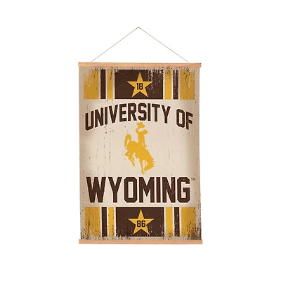 Wyoming Cowboys 24" x 36" Antique Style Canvas Wall Art Tapestry with Wood Frame