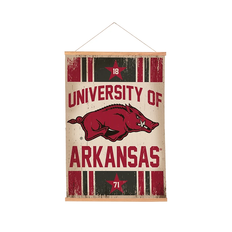 Arkansas Razorbacks 24" x 36" Antique Style Canvas Wall Art Tapestry with Wood Frame