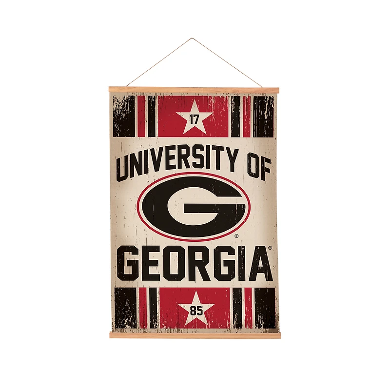 Georgia Bulldogs 24" x 36" Antique Style Canvas Wall Art Tapestry with Wood Frame