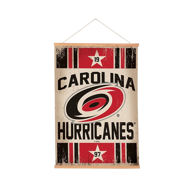 Carolina Hurricanes 24" x 36" Antique Style Canvas Wall Art Tapestry with Wood Frame