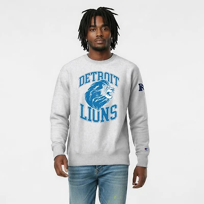 Men's Disney x Champion Heather Gray Detroit Lions Simba Reverse Weave Sweatshirt
