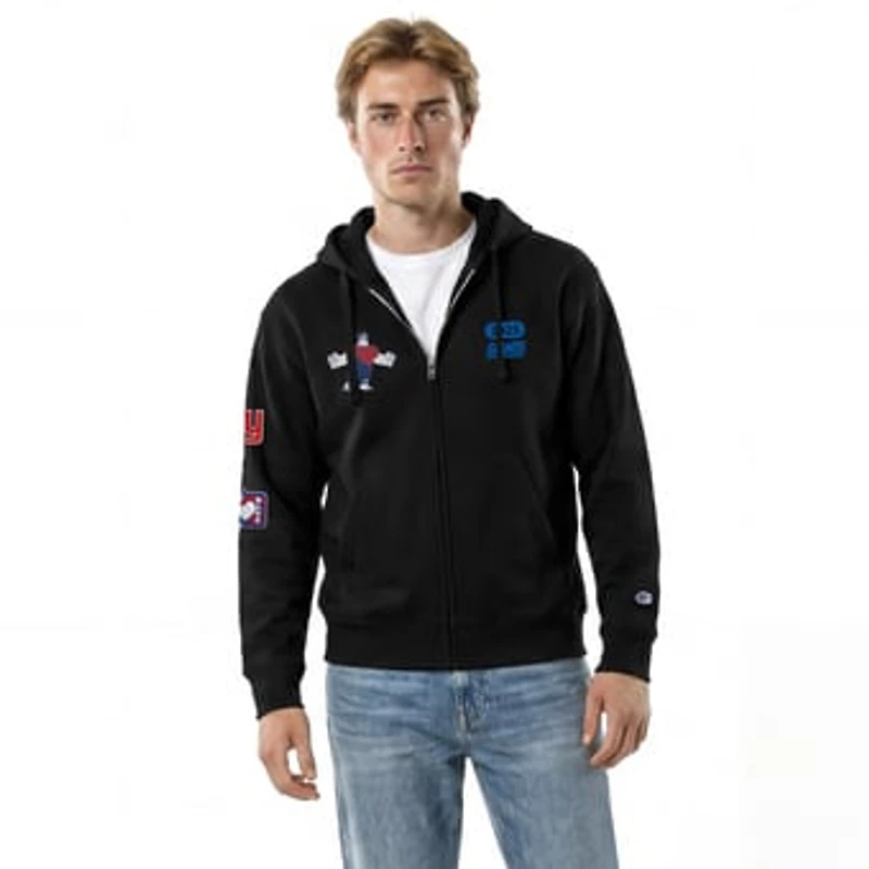 Men's Disney x Champion Black New York Giants Wreck-It Ralph All-Star Full-Zip Hoodie