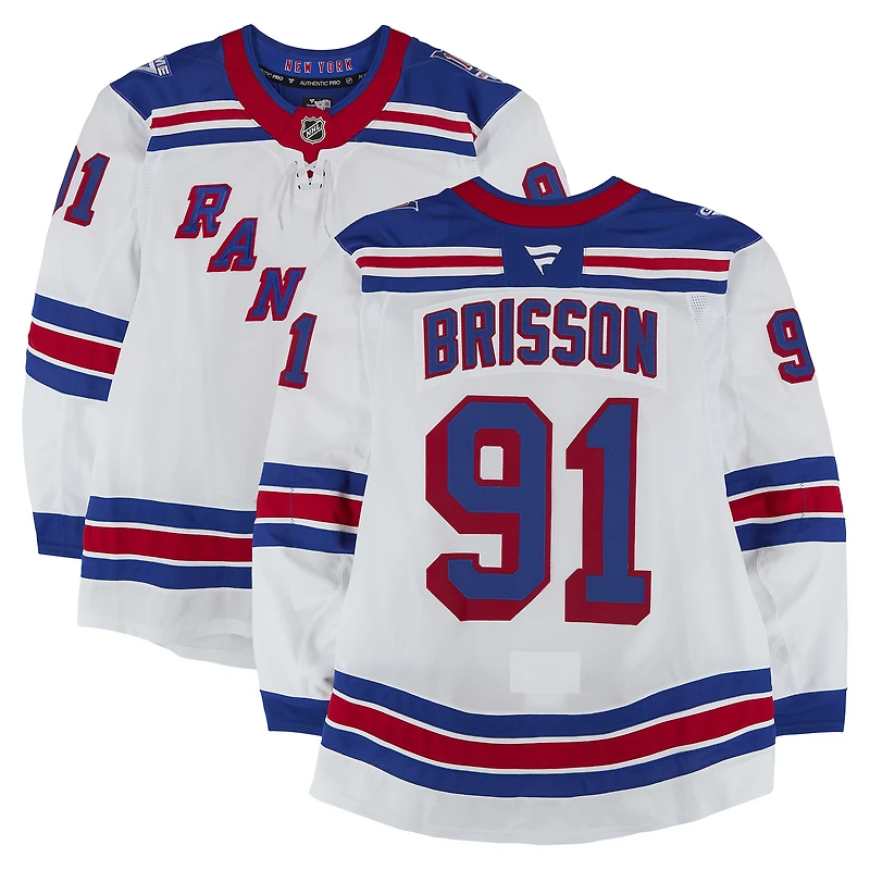 Brendan Brisson New York Rangers Game-Used #91 White Set 3 Jersey from the 2025-26 NHL Season