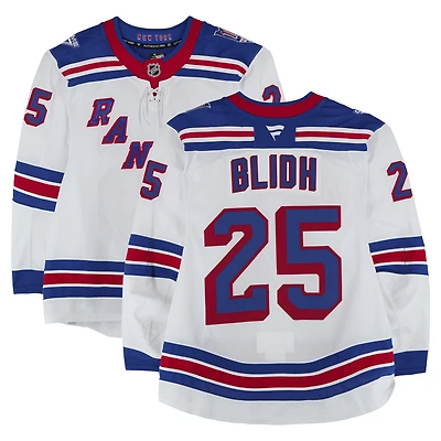Anton Blidh New York Rangers Game-Used #25 White Set 3 Jersey from the 2025-26 NHL Season