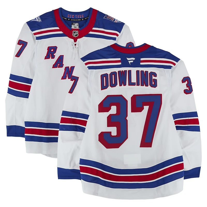 Justin Dowling New York Rangers Game-Used #37 White Set 3 Jersey from the 2025-26 NHL Season