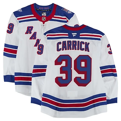 Sam Carrick New York Rangers Game-Used #39 White Set 3 Jersey from the 2025-26 NHL Season
