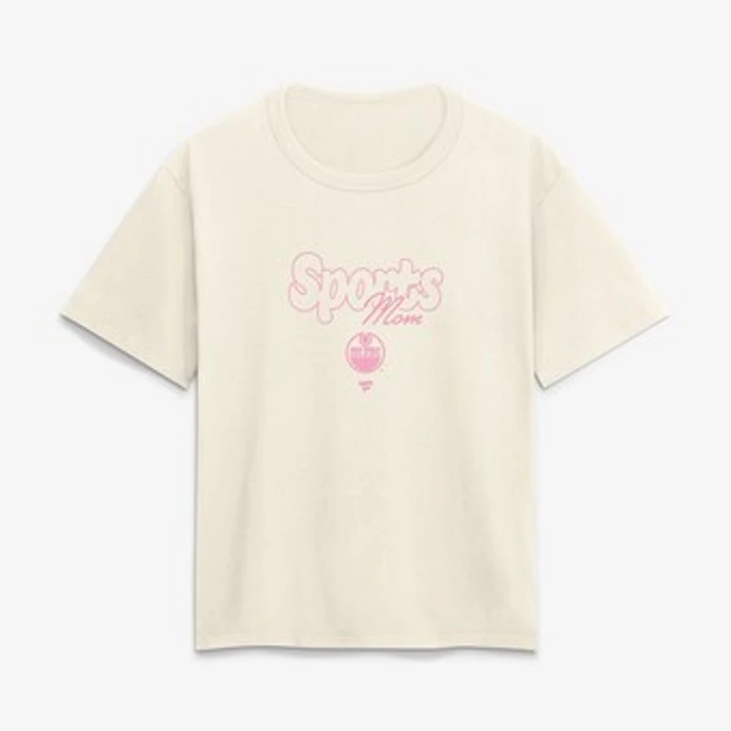 Women's Cream Edmonton Oilers Sports Mom T-Shirt