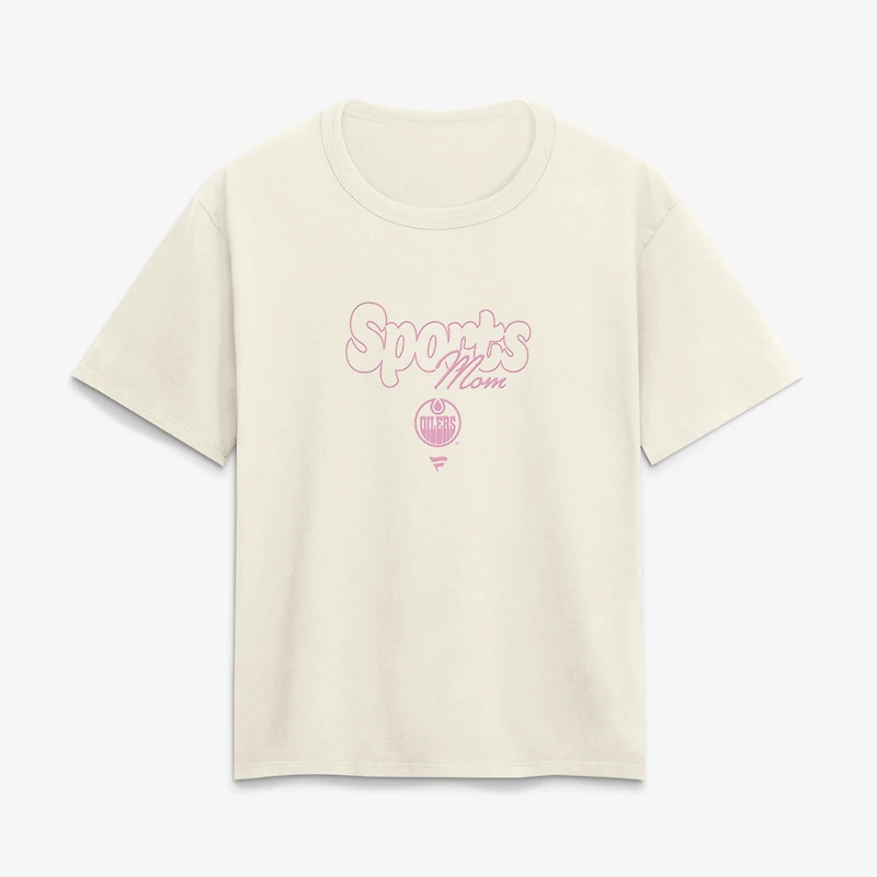 Women's Cream Edmonton Oilers Sports Mom T-Shirt